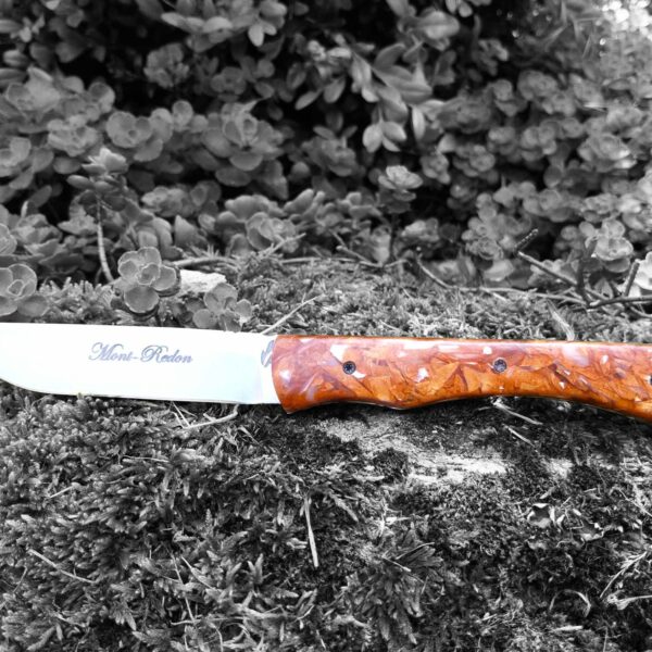 Couteau artisanal manche résine et corne stabilisée